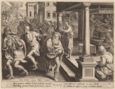 Saint Paul driver onde ånder ud af Philip Galle after Jan van der Straet