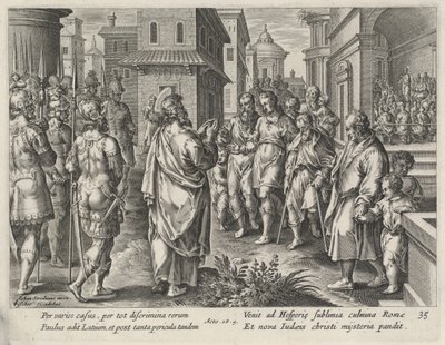 Sankt Paulus prædiker i Rom af Philip Galle after Jan van der Straet