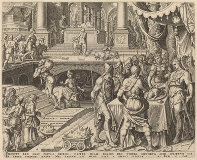 Josiah fejrer påske af Philip Galle, after Maerten van Heemskerck