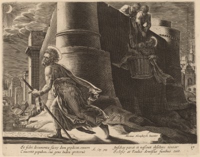 Sankt Paul flygter fra Damaskus af Philip Galle after Maerten van Heemskerck