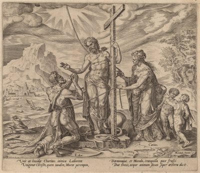 Den flittige arbejder forenet med Kristus efter døden af Philip Galle after Maerten van Heemskerck