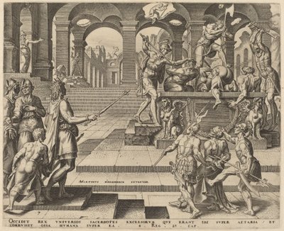 Slagtningen af Samarias præster af Philip Galle, after Maerten van Heemskerck
