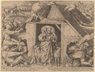 Lignelsen om den gode hyrde af Philip Galle after Pieter Bruegel the Elder
