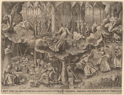 Lignelsen om de vise og tåbelige jomfruer af Philip Galle after Pieter Bruegel the Elder
