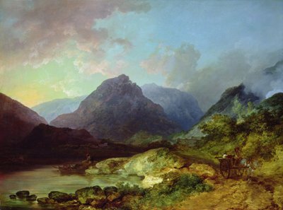 Landskab i Lake District (olie på lærred) af Philip James de Loutherbourg