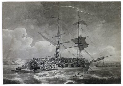 Portræt af en fransk brigg (mursten), La Chevrette (usikkert). Dyppet i blæk af Philippe Jacques de Loutherbourg (1740-1812). af Philip James de (1740-1812) Loutherbourg