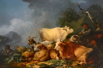 Landskab med dyr af Philip James de Loutherbourg