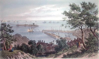 The Royal Squadron at Anchor, 2. september 1846, fra Dronning Victorias besøg i Jersey, indgraveret af H. Walter af Philip John (after) Ouless