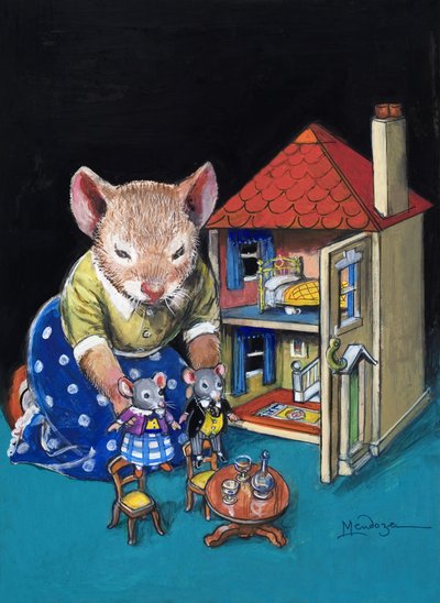 The Town Mouse and the Country Mouse (gouache på papir) af Philip Mendoza