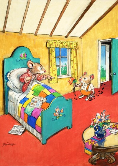 Town Mouse and Country Mouse (gouache på papir) af Philip Mendoza
