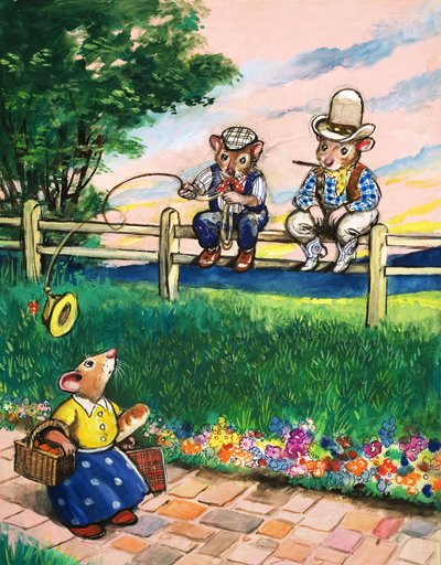 Town Mouse and Country Mouse (gouache på papir) af Philip Mendoza