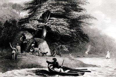 Fuegian Wigwams ved Hope Harbour i Magdalen Channel, indgraveret af S. Bull, 1838 af Philip Parker King