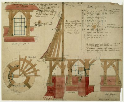 Planer for det røde hus, Bexleyheath (pen og blæk og wc på papir) af Philip Webb