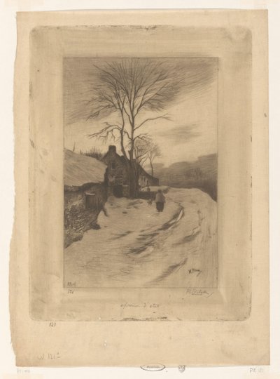 Gårde langs en vej med bare træer Hiver (original titel) af Philip Zilcken (signed by artist)