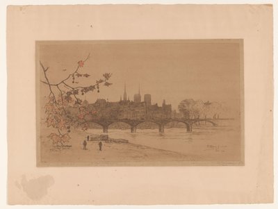 Udsigt over Paris på tværs af Pont des Arts Le Pont des Arts (titel på objekt) af Philip Zilcken (signed by artist)