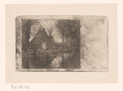 Træhus og træer på en grøft af Philip Zilcken (signed by artist)