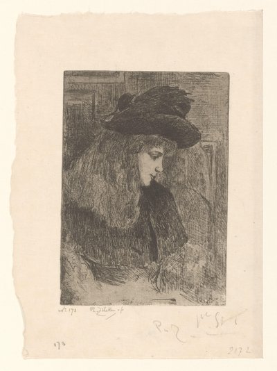 Meisje sætter hakkede Pige med blond hår (original titel) af Philip Zilcken (signed by artist)