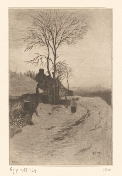 Gårde langs en vej med bare træer Hiver (original titel) af Philip Zilcken