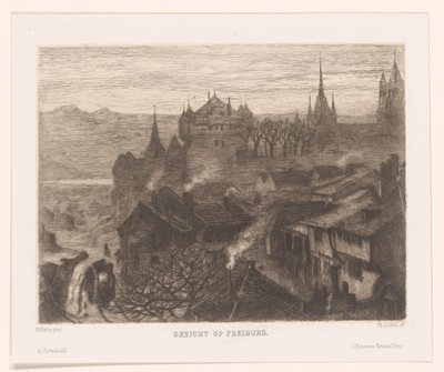 Udsigt over Freiburg (original titel på objekt) af Philip Zilcken