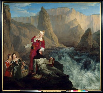 Laure og Petrarque til Fontaine de Vaucluse. Maleri af Philippe Jacques (Philippe Jacques) Van Bree (1786-1871) af Philipe Jacques van Bree