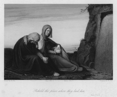 Marys ved graven, Mark XVI, 6 (gravering) af Philipp (after) Veit