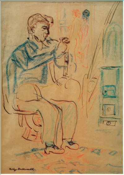 Billedhugger Scherer i Kirchners atelier af Philipp Bauknecht
