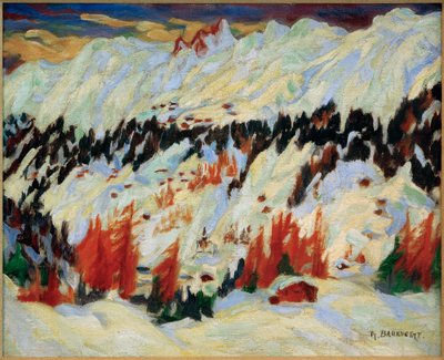 Vinterlandskab nær Davos Frauenkirch, (Vinterlandskab nær Davos Glacis) af Philipp Bauknecht