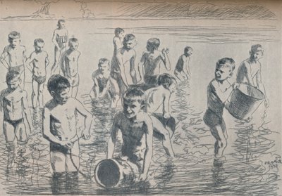 Drenge bader, c1911 af Philipp Franck