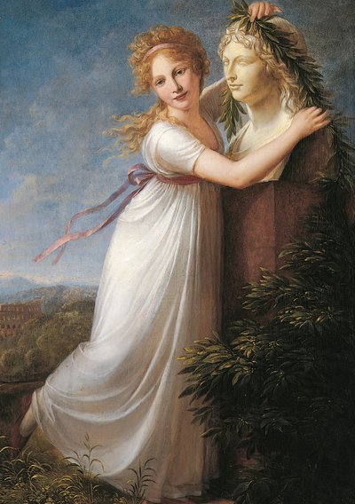 Ida smyger sig om sin mors buste af Philipp Friedrich von Hetsch