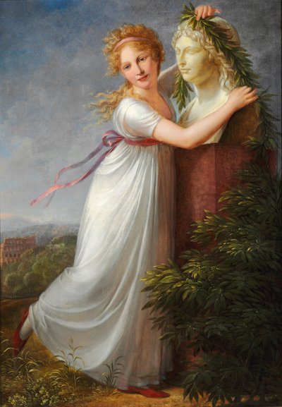 Ida smyger sig om sin mors buste af Philipp Friedrich von Hetsch