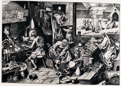 Alkymisten, 1558 af Philipp Galle