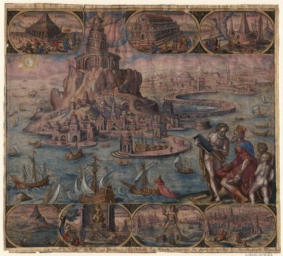 Fyrtårnet i Alexandria fra serien Verdens ottende vidundere efter Maarten van Heemskerck, 1572 af Philipp Galle