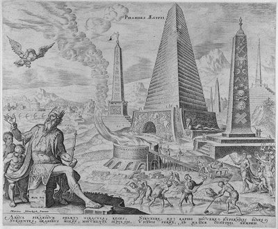 Pyramiderne i Egypten fra serien Verdens ottende vidundere efter Maarten van Heemskerck, 1572 af Philipp Galle