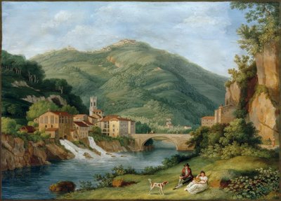 Hackert, Brücke bei Serraglio på Lima i Bagni di Lucca af Philipp Hackert