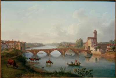 Pisa, Ponte a Mare / maleri v. Hackert, 1799 af Philipp Hackert