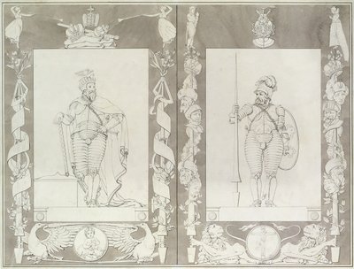 Charlemagne (742-814) og Heymon, 1804-5 (pen, blæk og vask på papir) af Philipp Otto Runge
