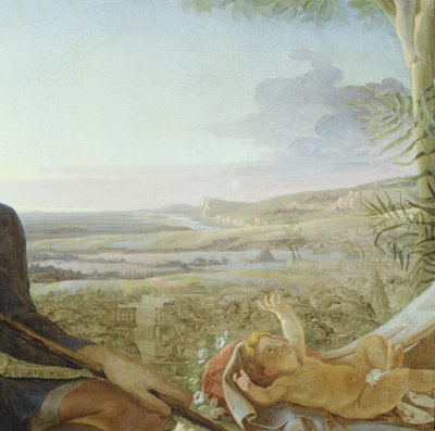 Kristusbarn og landskab fra Rest on the Flight into Egypt, 1805-06 (detalje fra 141645) af Philipp Otto Runge
