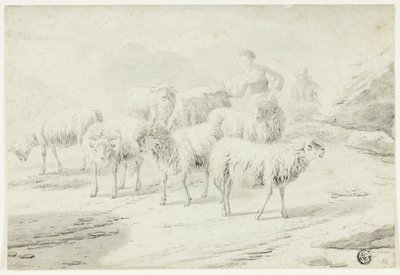 Hyrdinde og får af Philipp Peter Roos