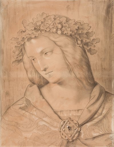 Germania, halvlængde portræt, undersøgelse af freskomaleriet (se billede nummer 23678) af Philipp Veit