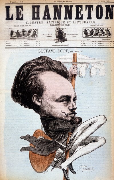 Gustave Doré. fransk tegner og maler (1832 til 1883). Tegnefilm af Cattelain. Hanneton 1868. af Philippe Auguste Cattelain