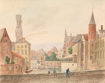 Brugge (akvarel på papir) af Philippe Auguste de Peellaert