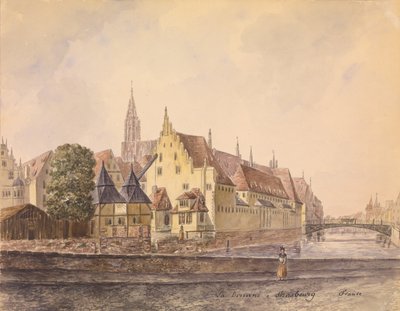 Donau ved Strasbourg (akvarel på papir) af Philippe Auguste de Peellaert