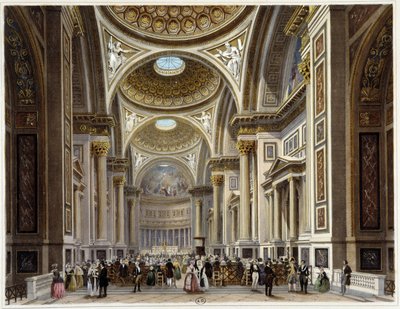 Interiør af Madeleine-kirken - i “” Promenade dans Paris et ses environs””, tegninger af Jacottet og Benoist, red. Gihaut Frères af Philippe Benoist