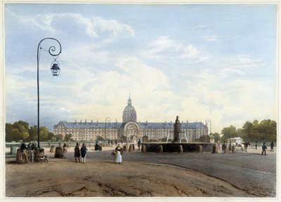 Hôtel des Invalides set fra Champ de Mars - i ""Gå i Paris og omegn"", af Jacottet og Benoist, red. Gihaut af Philippe Benoist
