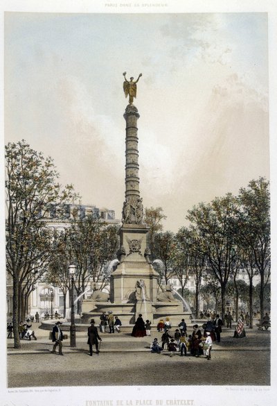 La fontaine du Chatelet - litografi af Benoist af Philippe Benoist