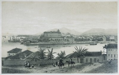 Nine panoramic views of Rio de Janeiro: Da Ilha das Cobras, 1862dani af Philippe Benoist