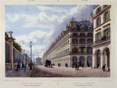 Rue de Rivoli - i ""Gå i Paris og dens omgivelser"", af Jacottet og Benoist, red. Gihaut af Philippe Benoist