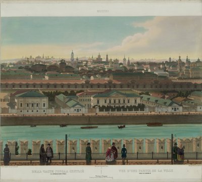 Udsigt over Zamoskvorechye fra Kreml-muren fra en panoramaudsigt over Moskva i 10 dele, ca 1848 af Philippe Benoist