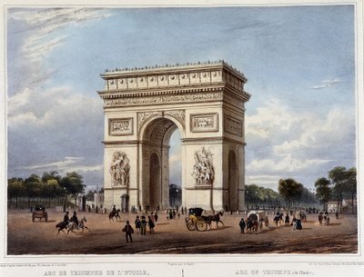 Triumfbuen - i ""Gå i Paris og dens omgivelser"", designet af Jacottet og Benoist, ca. 1840 af Philippe Benoist
