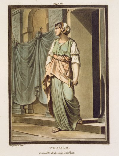 Thamar, en israelit i Esters efterfølger, kostume til "Esther" af Jean Racine, fra bind I af "Research on the Costumes and Theatre of All Nations", 1802 af Philippe Chery